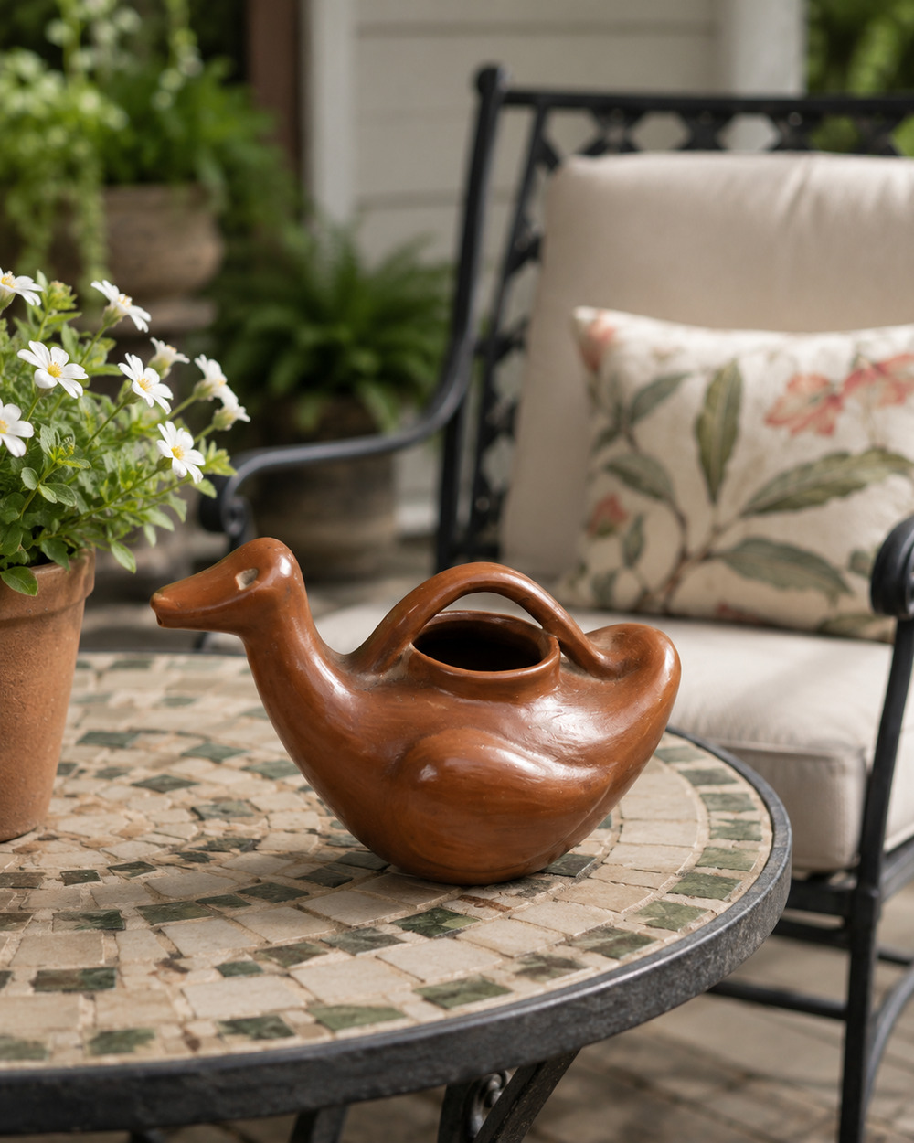 Vintage South American Primitive Red Ware Bird Watering Pitcher